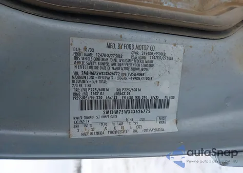 2004 Mercury Grand Marquis Ls z USA, uszkodzony, nr VIN 2MEHM75WX4X626772